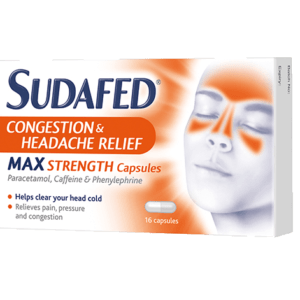 Sudafed Congestion & Headache – 16 Capsules